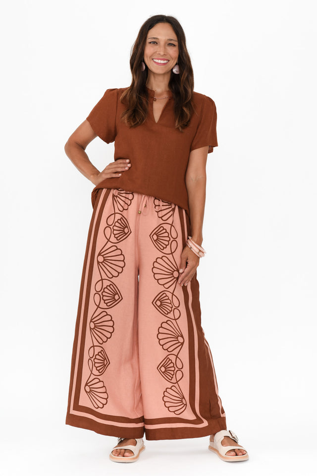 Aphrodite Chocolate Seashell Linen Pants banner image