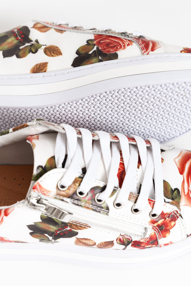 Posey White Rose Leather Sneaker
