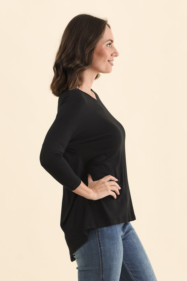 Prado Black Batwing Top,Side,Brunette model,alt text|model:MJ image 4