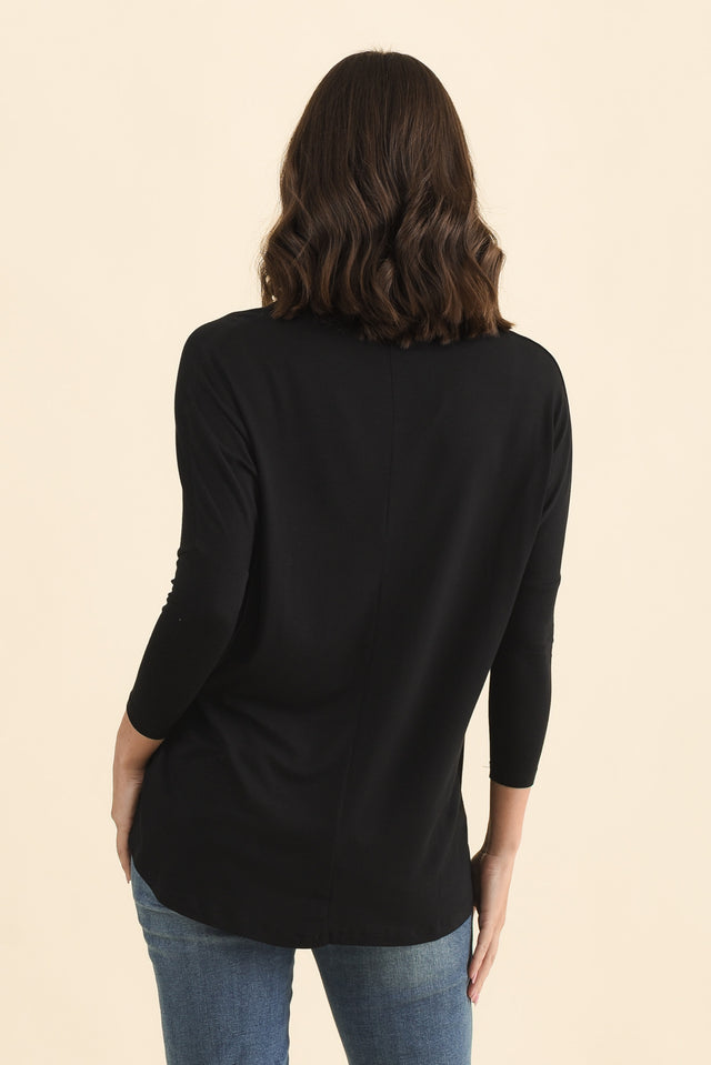Prado Black Batwing Top,Back,Brunette model,alt text|model:MJ image 5