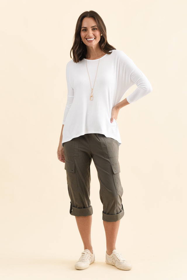 Prado White Batwing Top,Full Body,Brunette model,alt text|model:MJ image 3