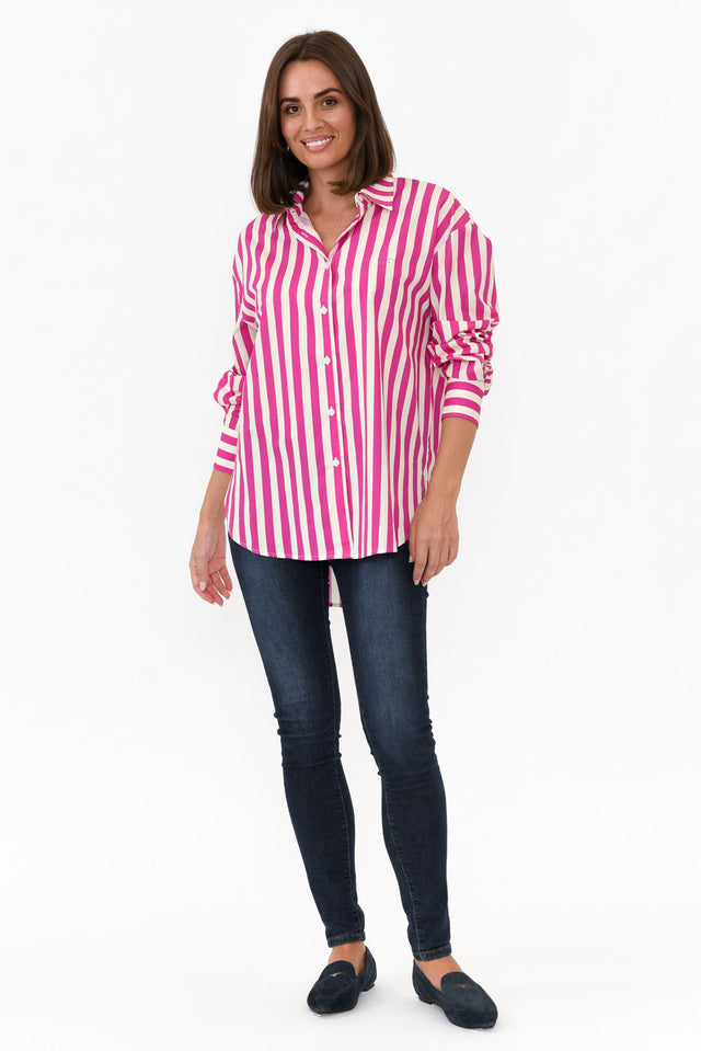 Presley Pink Stripe Cotton Poplin Shirt