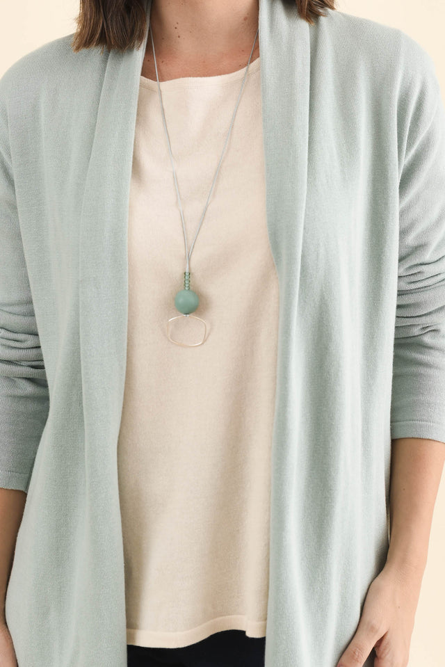Primrose Mint Cotton Drape Cardigan,Brunette model,alt text|model:MJ image 7