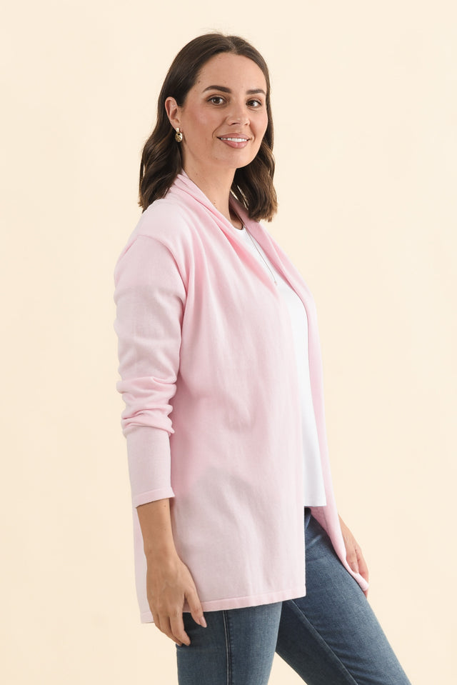 Primrose Pink Cotton Drape Cardigan,Brunette model,alt text|model:MJ image 5