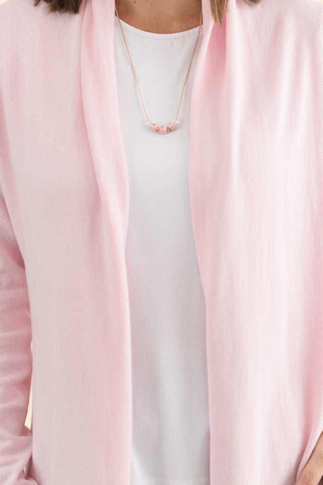 Primrose Pink Cotton Drape Cardigan,Brunette model,alt text|model:MJ image 7