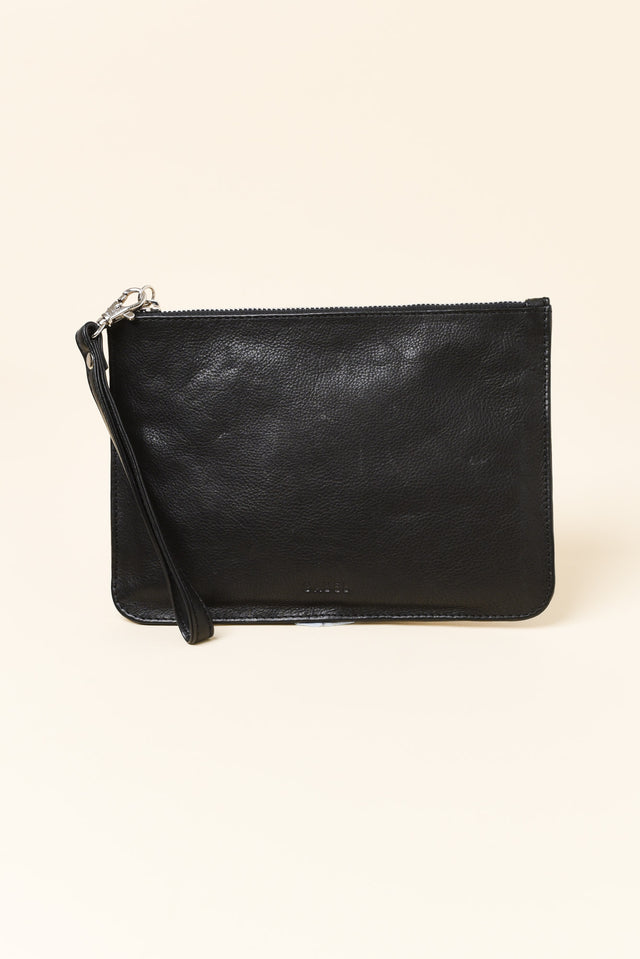 Queens Black Leather Clutch