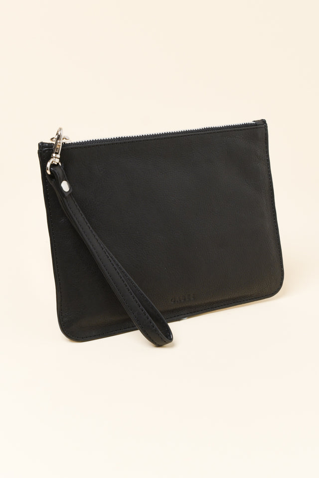 Queens Black Leather Clutch