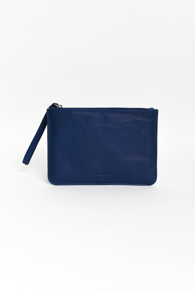 Queens Blue Leather Clutch