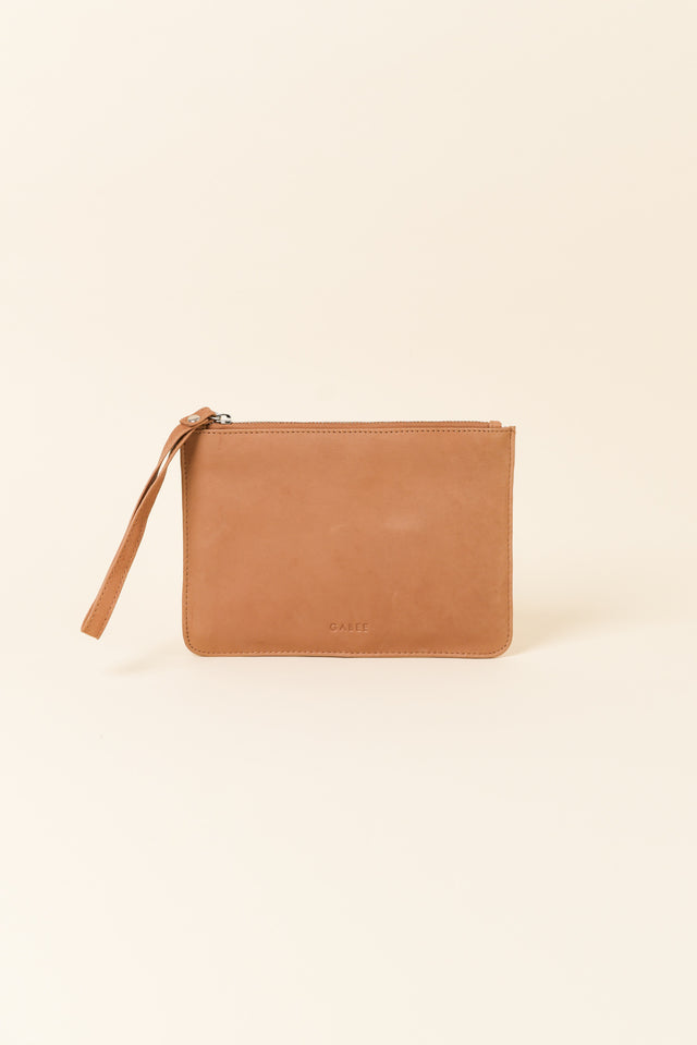 Queens Camel Leather Clutch image 1
