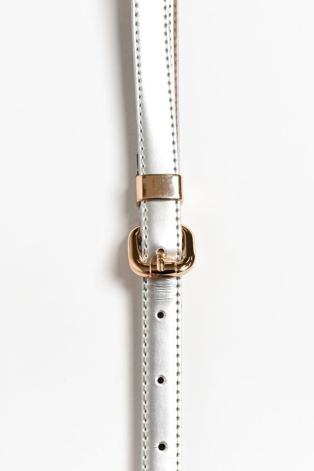 Queens Silver Patent Leather Belt