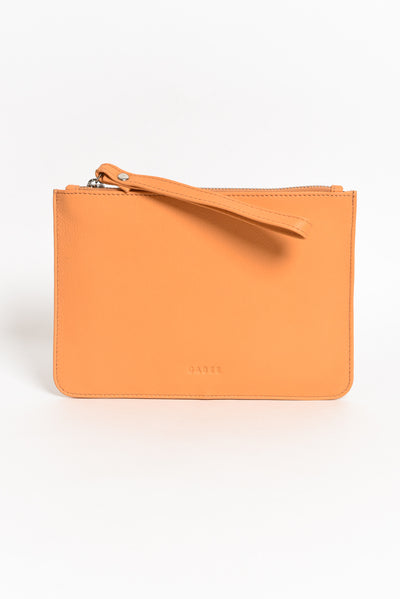 Queens Apricot Leather Clutch