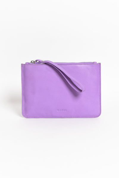 Queens Lilac Leather Clutch