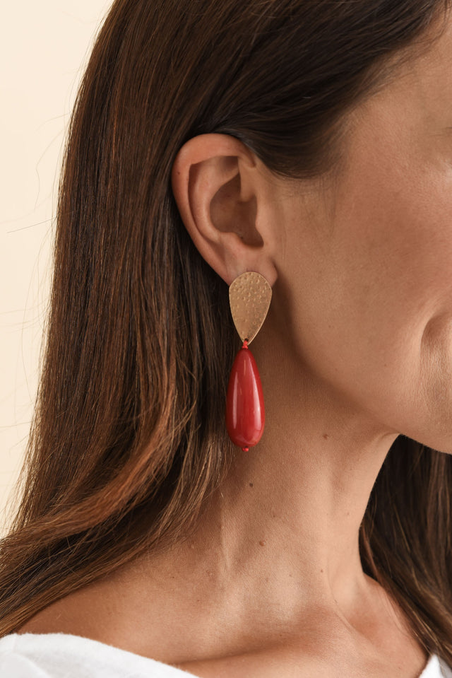 Quinlan Red Teardrop Earrings