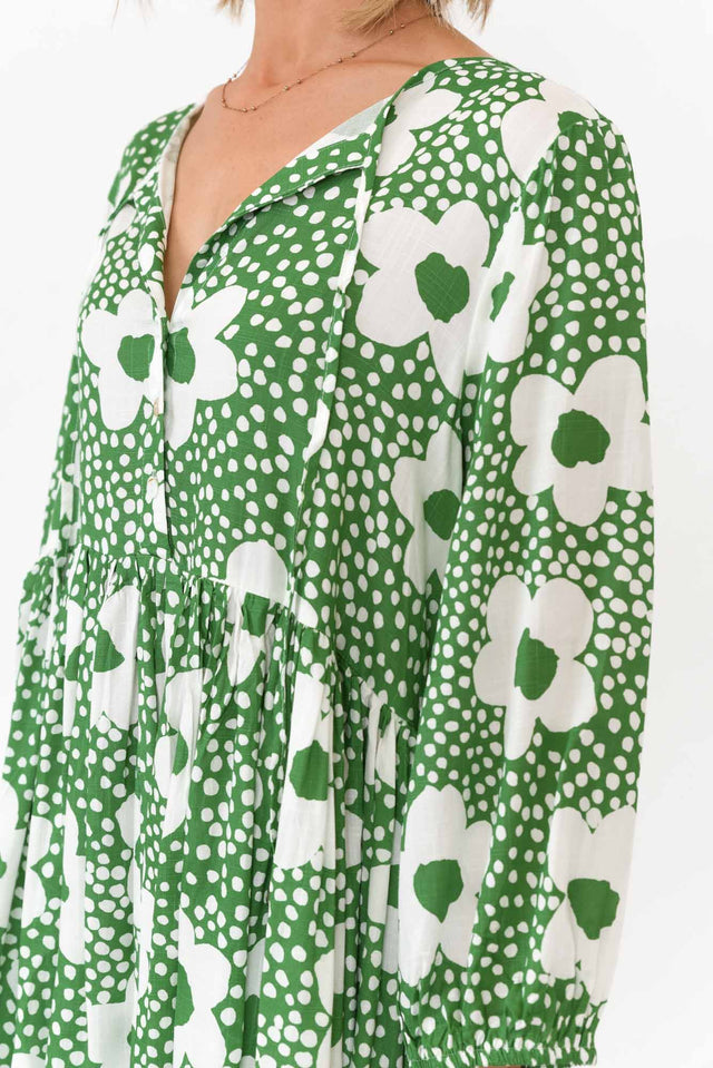 Quinta Green Bloom Cotton Blend Dress thumbnail 3
