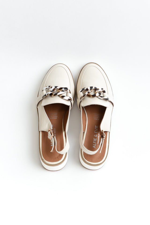 Quivers Cream Leather Slingback Loafer