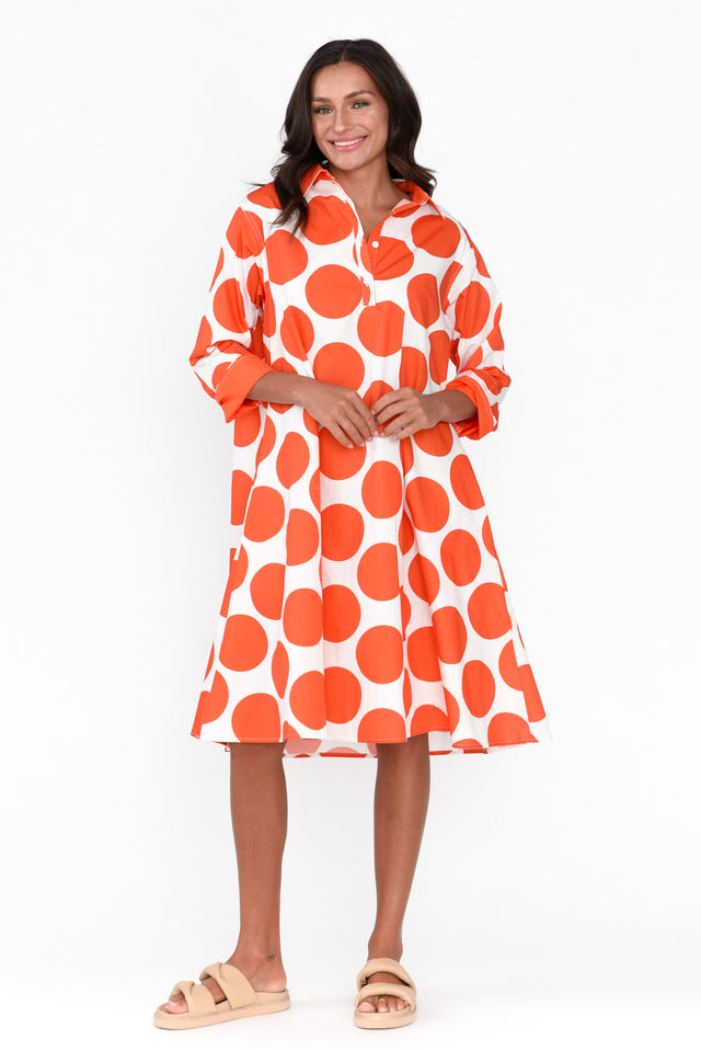 Raddix Orange Spot Cotton Pocket Dress