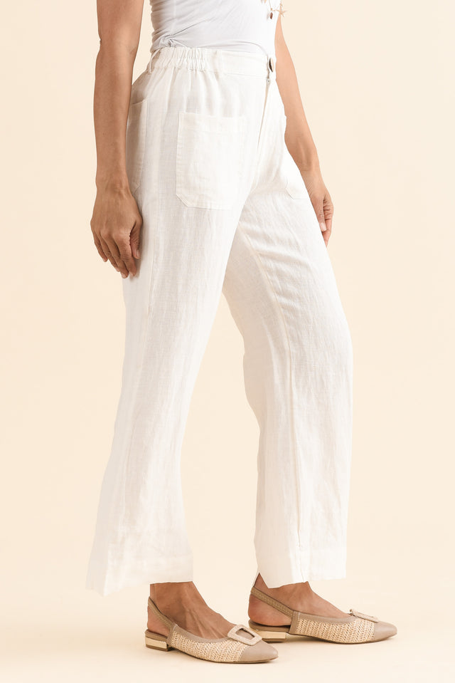 Ralph White Linen Pocket Pants,Side,Brunette model,alt text|model:Cara image 3