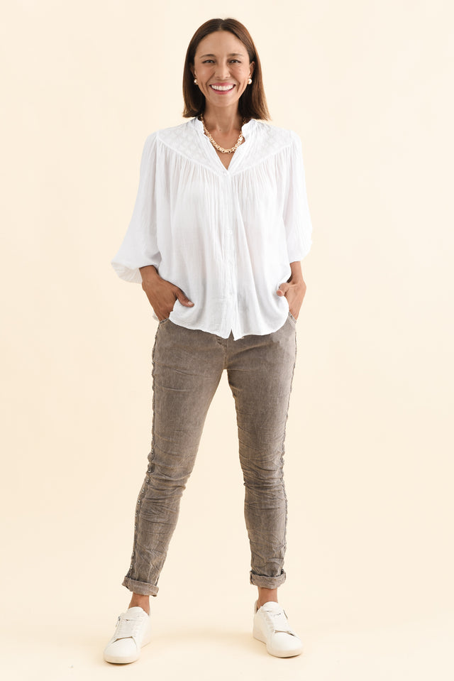 Jaya Mocha Drawstring Pants,Brunette model,alt text|model:Cara image 7