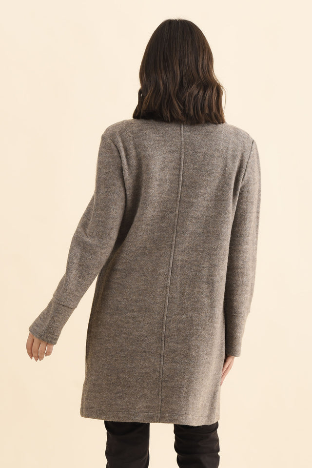 Raquel Taupe Wool Coat,Brunette model,alt text|model:MJ image 5