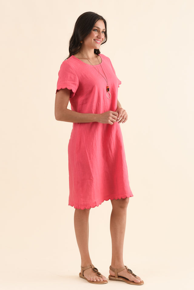 Ravello Melon Linen Pocket Dress,Side,Brunette model,alt text|model:Brontie image 3