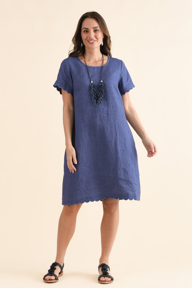 Ravello Steel Linen Pocket Dress,Full Body,Brunette model,alt text|model:MJ image 6