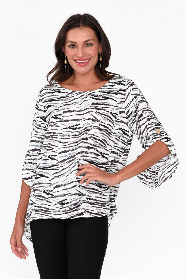 Raven Black Abstract Hi Lo Top neckline_Round 