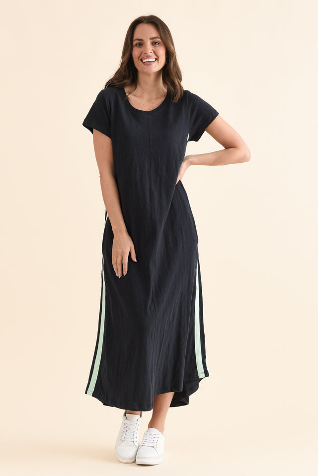 Recovery Mint Trim Cotton Dress,Front,Brunette model,alt text|model:MJ