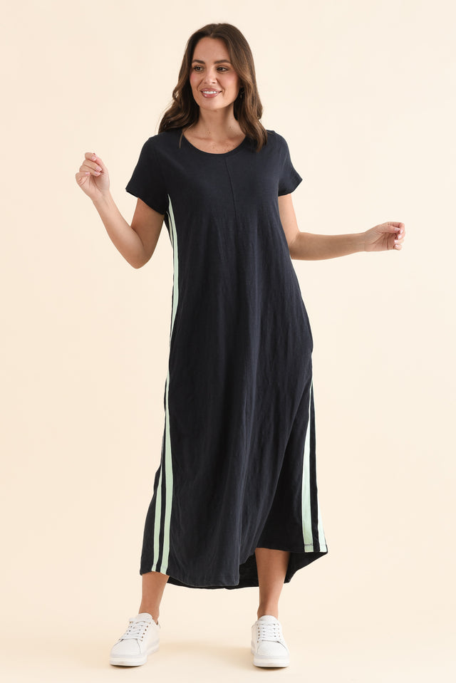 Recovery Mint Trim Cotton Dress,Full Body,Brunette model,alt text|model:MJ