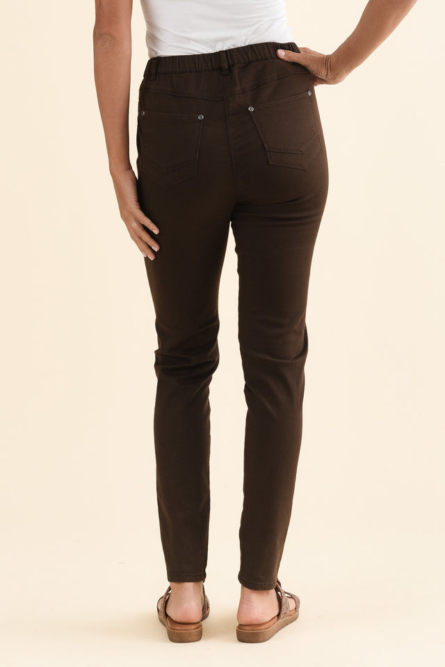 Reed Chocolate Stretch Cotton Pants,Back,Brunette model,alt text|model:Brontie image 6