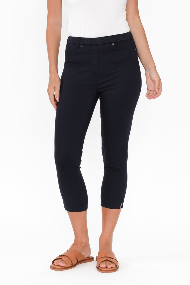 Reed Navy Stretch Cotton Capri Pants