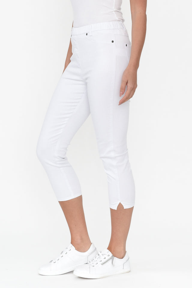 Reed White Stretch Cotton Capri Pants