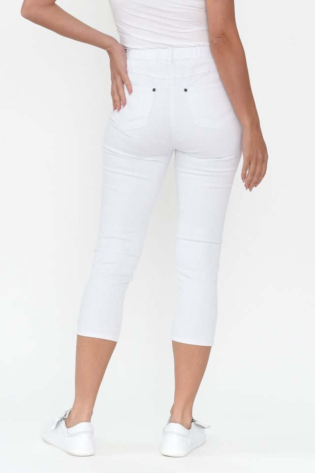 Reed White Stretch Cotton Capri Pants