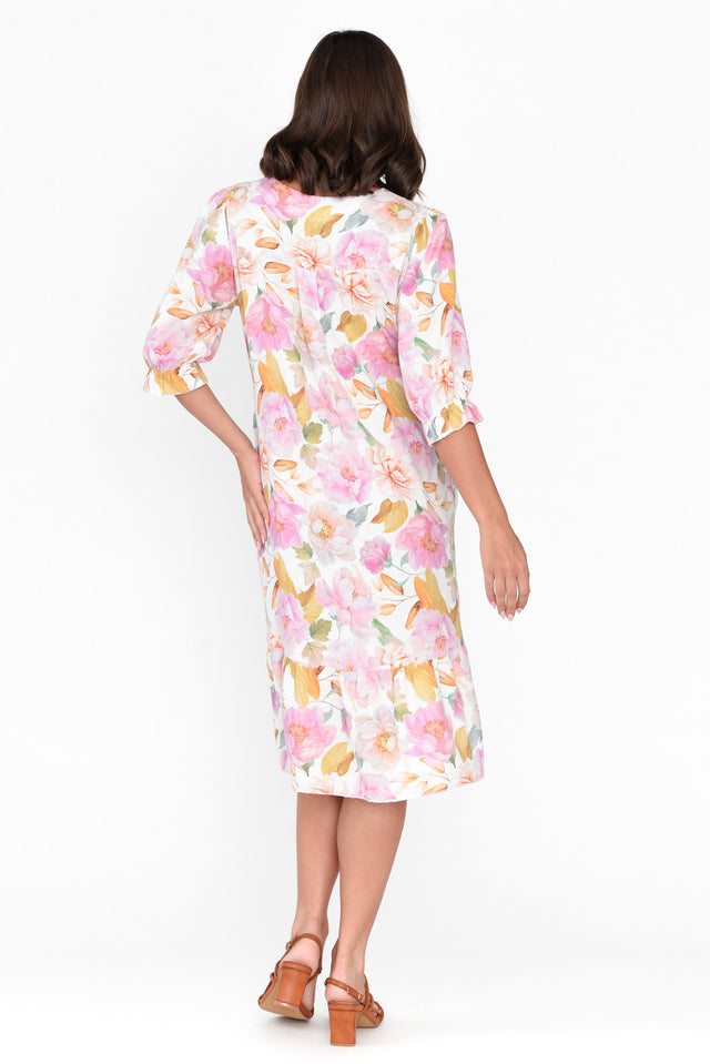 Reiko Pink Blossom Linen Cotton Dress thumbnail 4