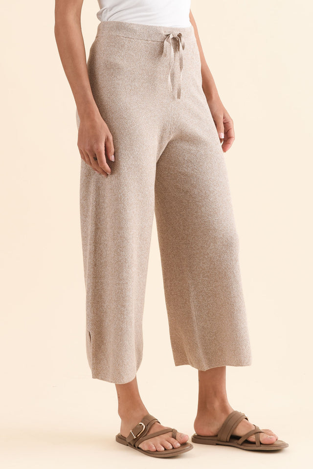 Reina Taupe Cotton Drawstring Pants,Side,Brunette model,alt text|model:Brontie image 3