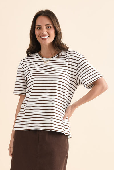 Relax Chocolate Stripe Cotton Tee
