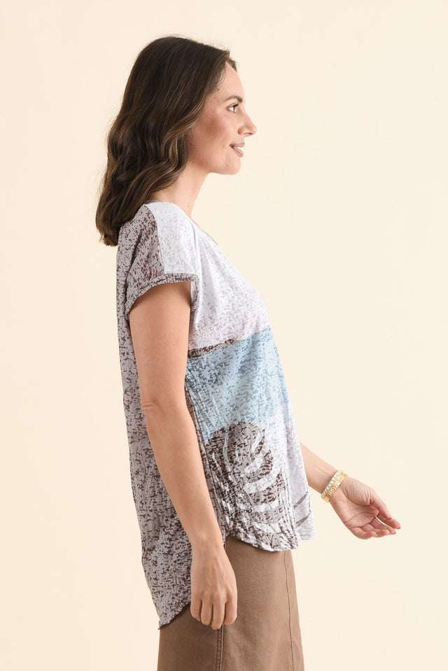 Relta Mocha Beach Cotton Blend Tee,Side,Brunette model,alt text|model:MJ image 3