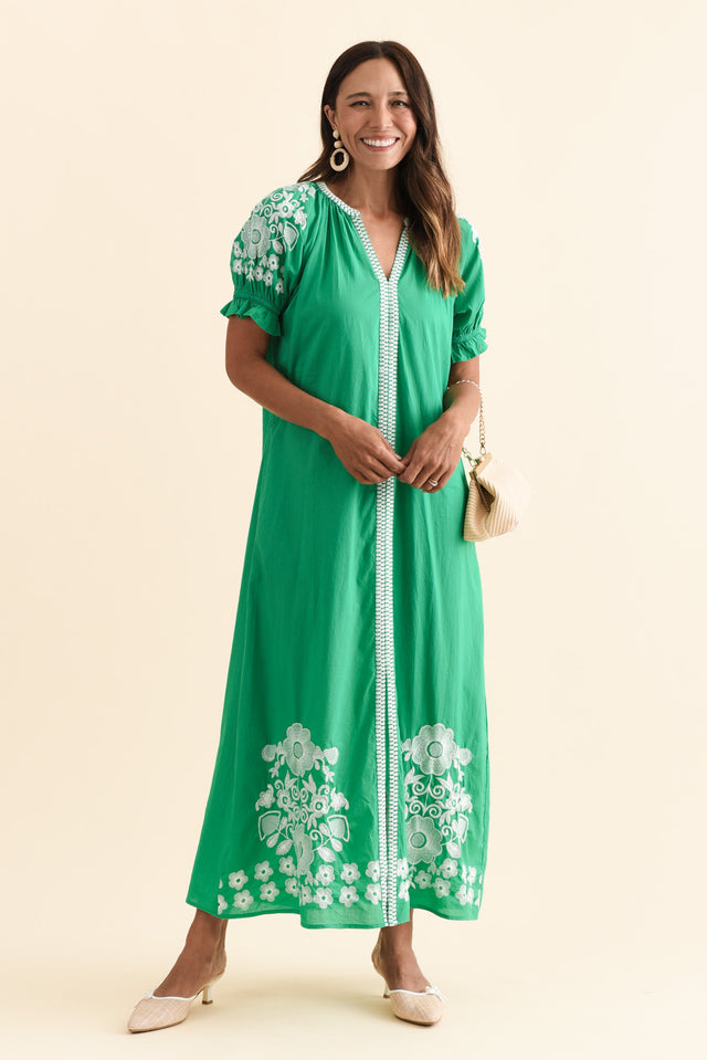 Remy Green Cotton Embroidered Dress image 3
