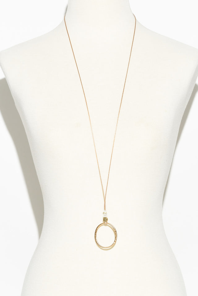 Renita Gold Clear Hoop Pendant Necklace