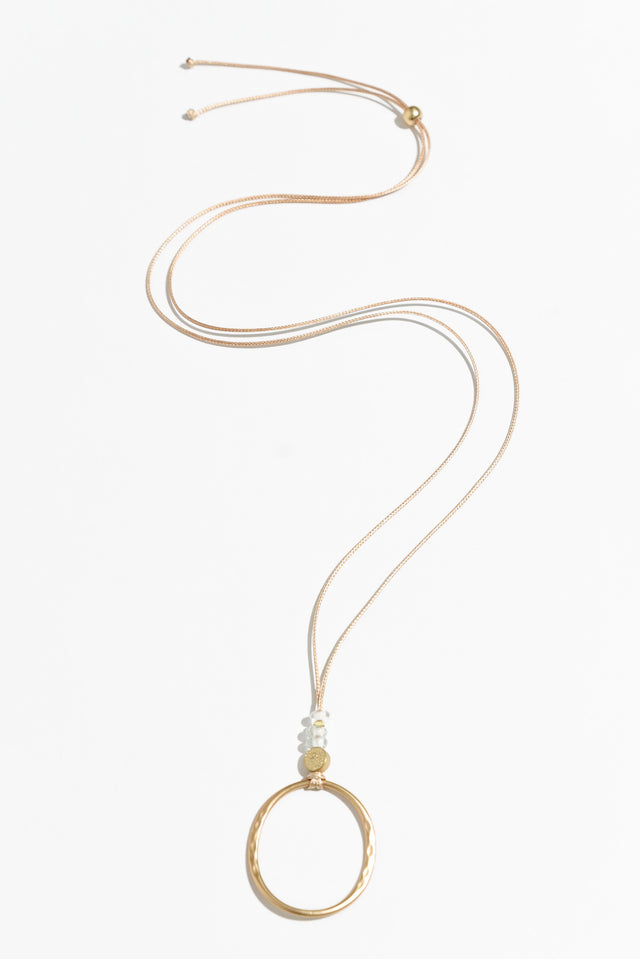 Renita Gold Clear Hoop Pendant Necklace