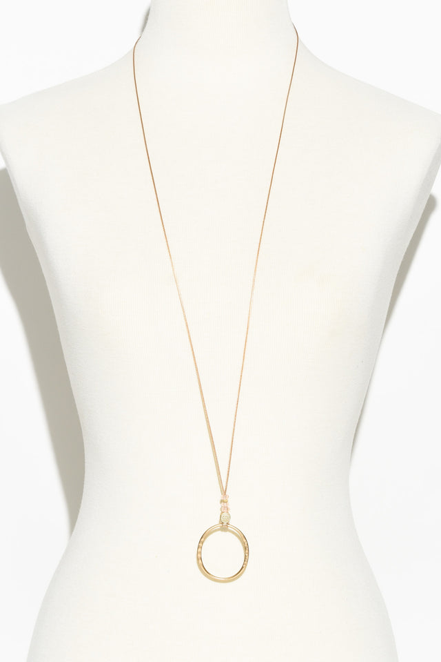 Renita Gold Pink Hoop Pendant Necklace