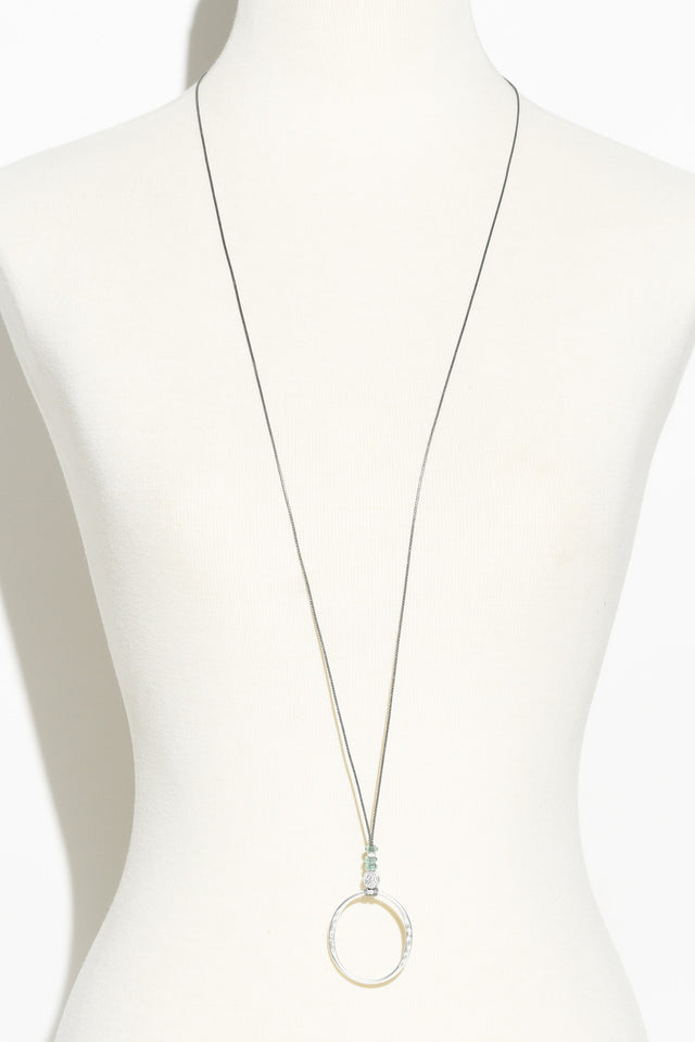 Renita Silver Teal Hoop Pendant Necklace