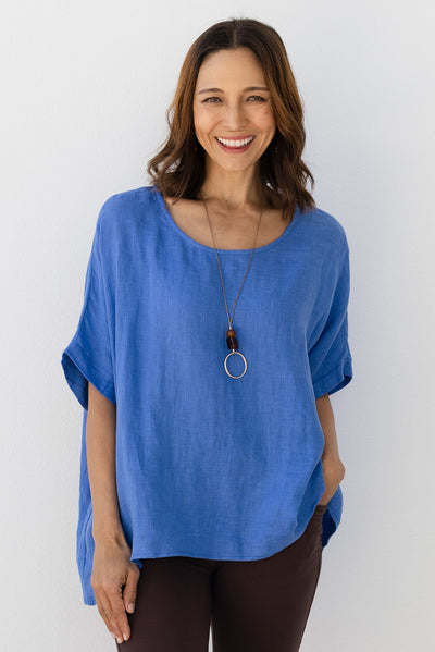 Chaya Cobalt Linen Top