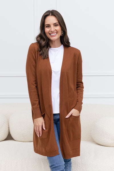 Mary Chocolate Pocket Cardigan