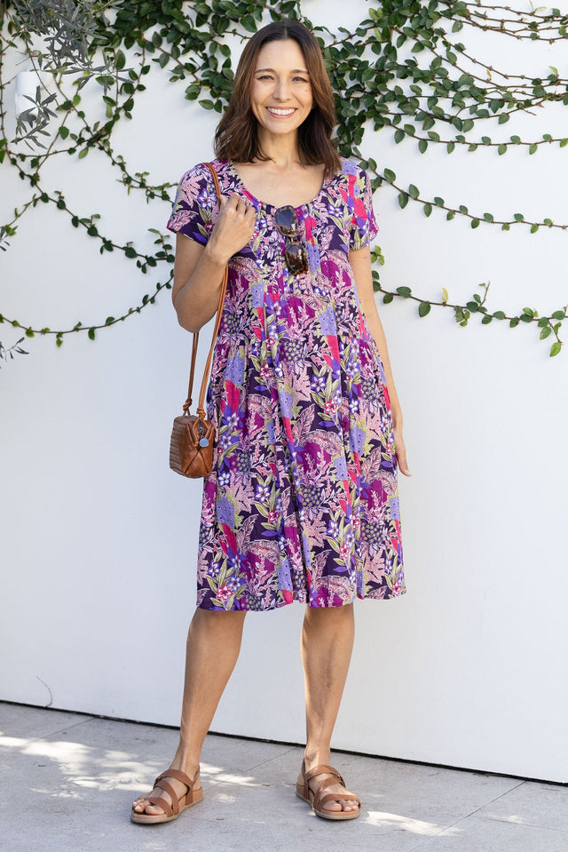 Hanoi Purple Garden Cotton Blend Dress,Lifestyle
