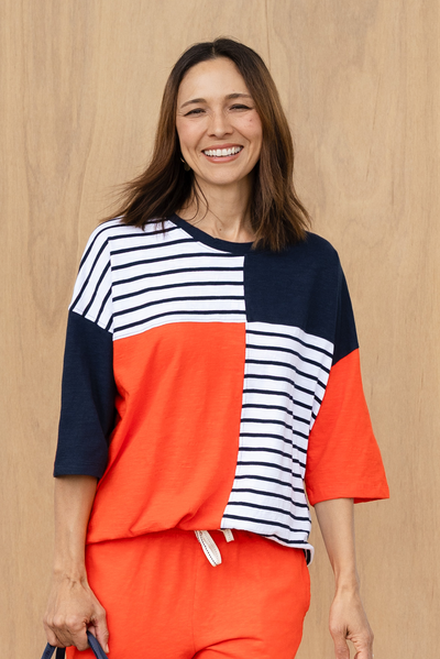 Fig Navy Contrast Cotton Sweat
