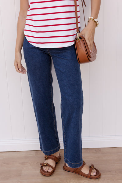 Maddy Dark Blue Wide Leg Jeans