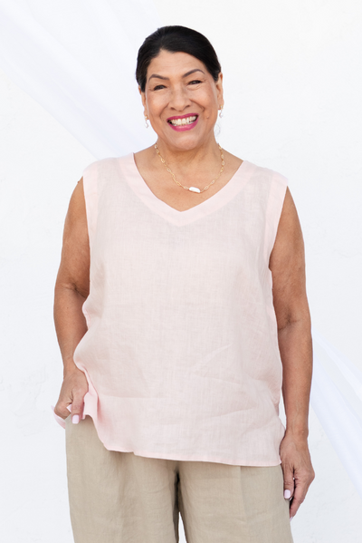 Inez Blush Linen Tank
