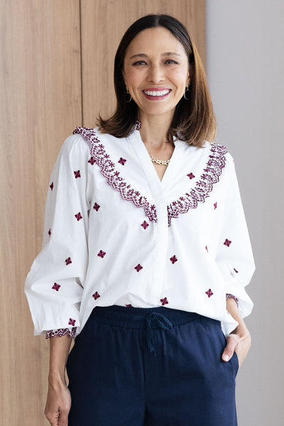 Agnes White Spot Embroidered Shirt