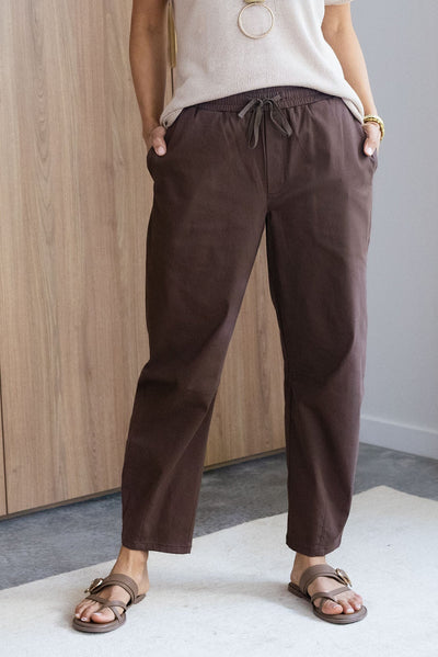 Andy Chocolate Cotton Barrel Pants
