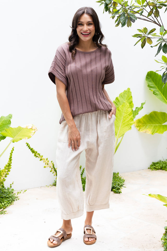 Elide Natural Linen Cropped Pants
